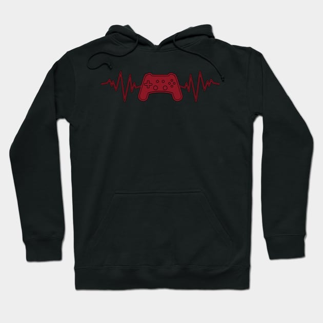 Gamer controller red hearbeat Hoodie by Yunic